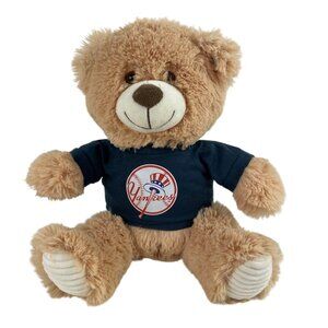 Linzy Toys 14" Soft Brown Stuffed Plush Teddy Bear in Yankees T-shirt